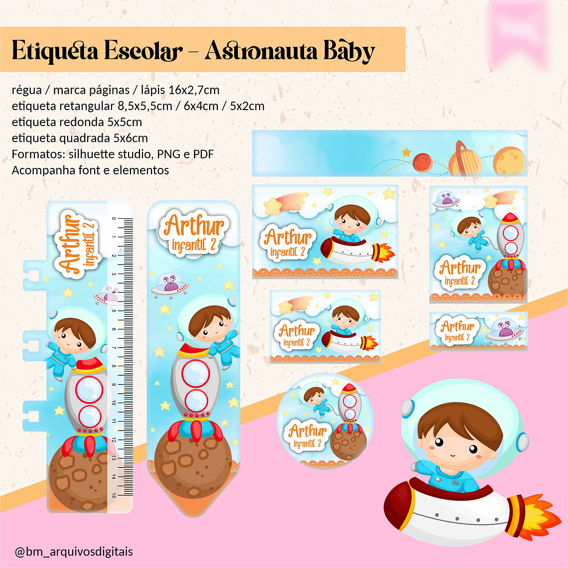 Arquivo Etiqueta Escolar ASTRONAUTA BABY 1