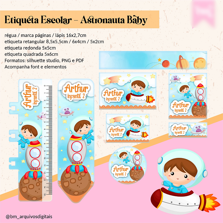 Arquivo Etiqueta Escolar ASTRONAUTA BABY 1