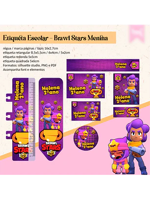 Arquivo Etiqueta Escolar - BRAWL STARS MENINA