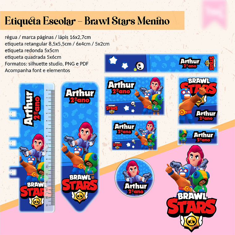 ETIQUETA ESCOLAR - BRAWL STARS MENINO  1