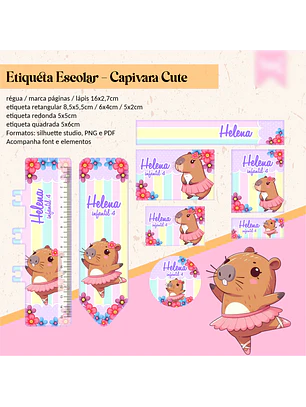 ETIQUETA ESCOLAR- CAPIVARA CUTE 