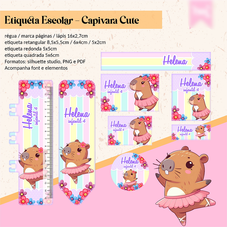 ETIQUETA ESCOLAR- CAPIVARA CUTE  1
