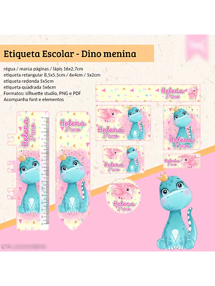 ETIQUETA ESCOLAR - DINO MENINA 