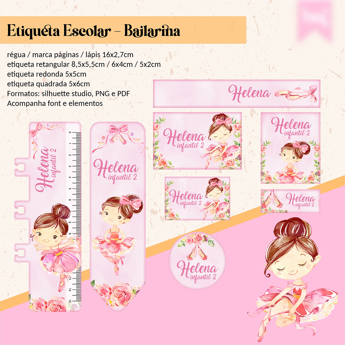 ETIQUETA ESCOLAR - BAILARINA  1
