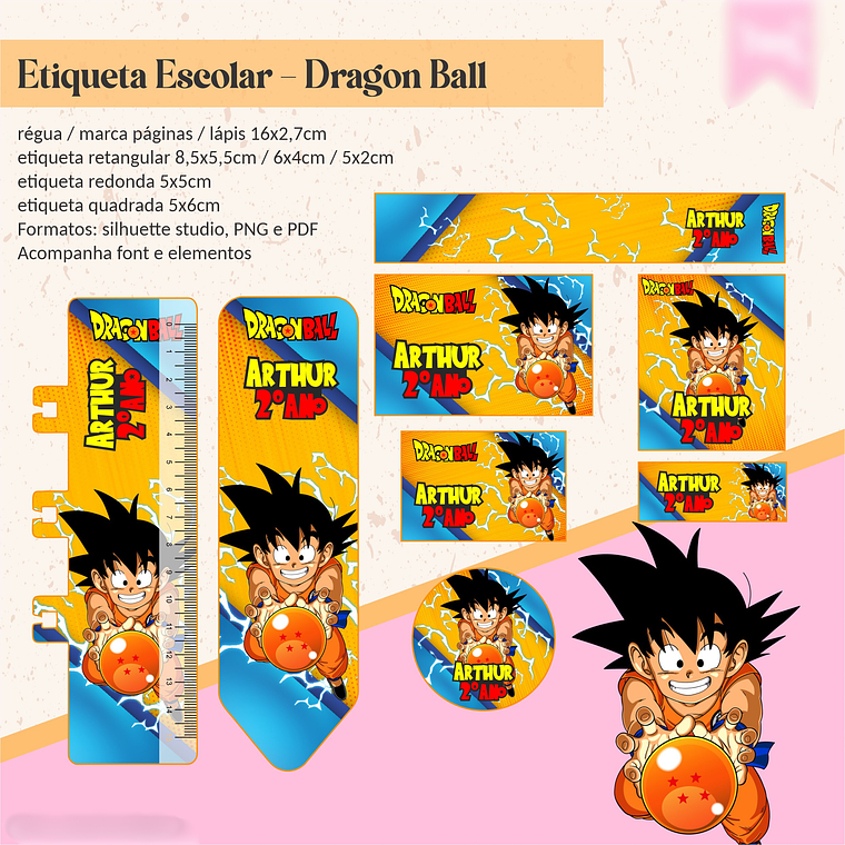 ETIQUETA ESCOLAR - DRAGON BALL  1