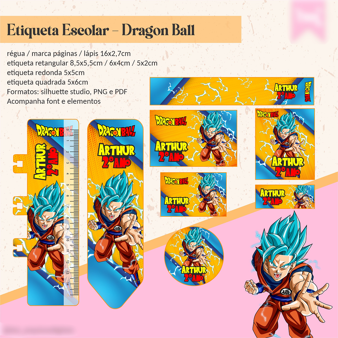 ETIQUETA ESCOLAR - DRAGON BALL  1