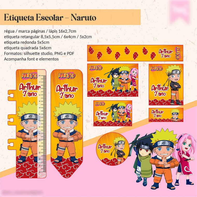 ETIQUETA ESCOLAR - NARUTO  1