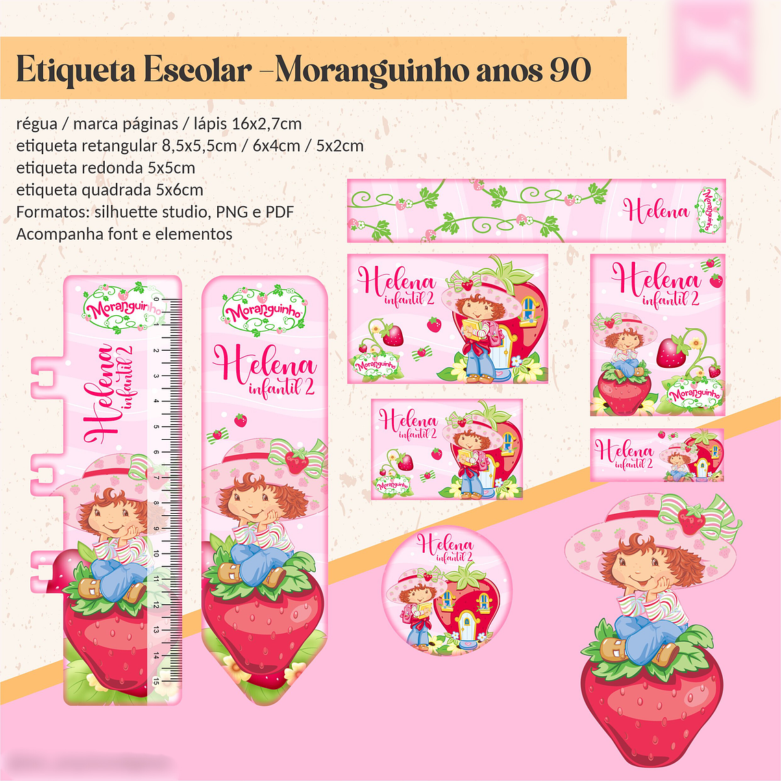 ETIQUETA ESCOLAR - MORANGUINHO ANOS 90 1