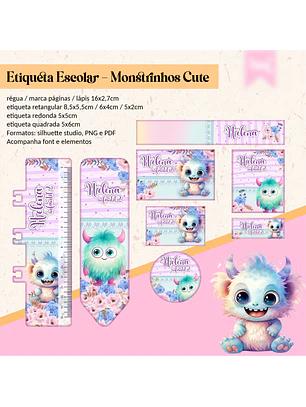 ETIQUETA ESCOLAR - MONSTRINHOS CUTE 