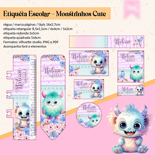 ETIQUETA ESCOLAR - MONSTRINHOS CUTE 