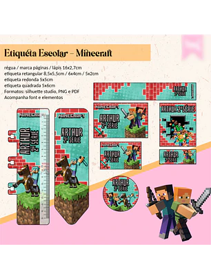 ETIQUETA ESCOLAR - MINECRAFT 