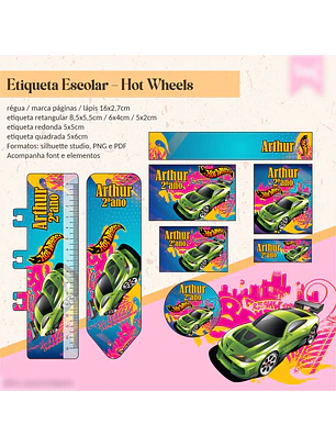 ETIQUETA ESCOLAR - HOT WHEELS