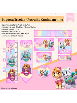 ETIQUETA ESCOLAR - PATRULHA CANINA MENINA 