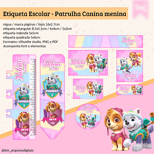 ETIQUETA ESCOLAR - PATRULHA CANINA MENINA 
