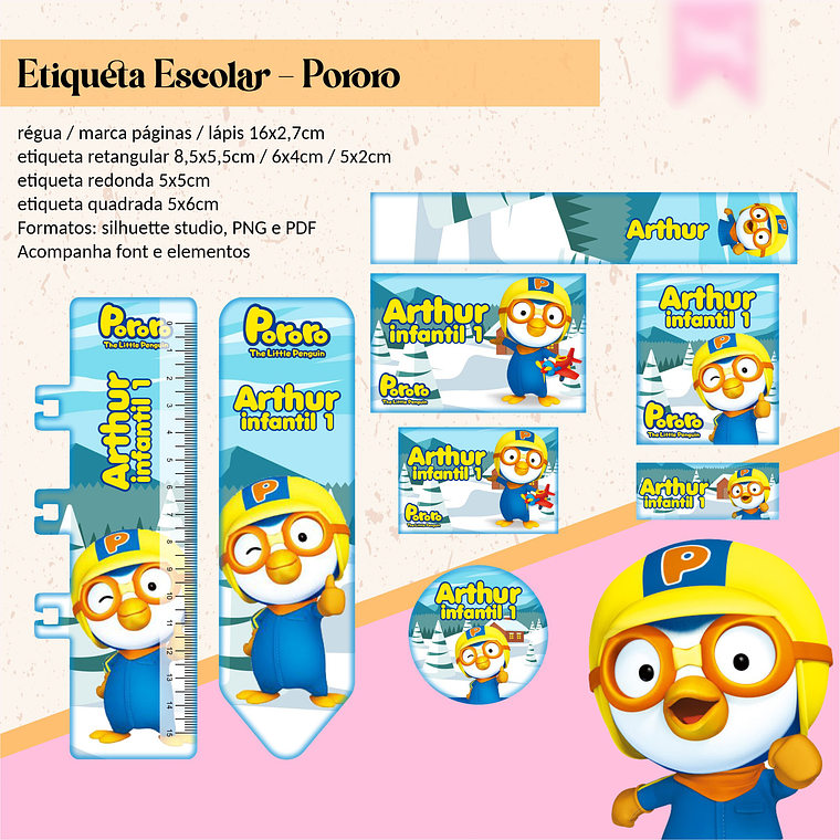 ETIQUETA ESCOLAR - PORORO  1