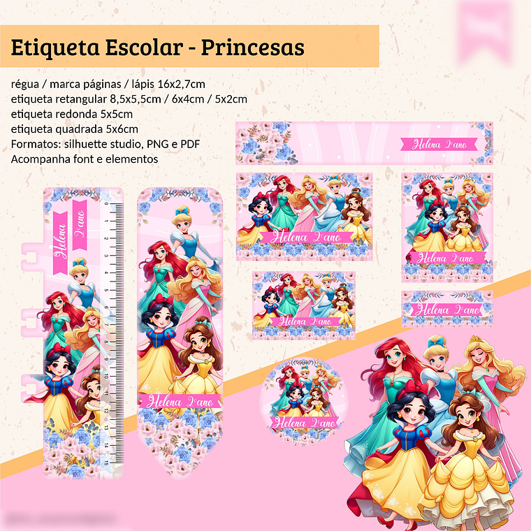 ETIQUETA ESCOLAR - PRINCESAS  1