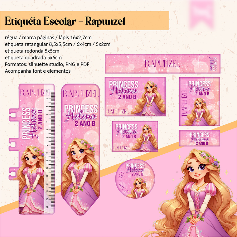 ETIQUETA ESCOLA - RAPUNZEL  1