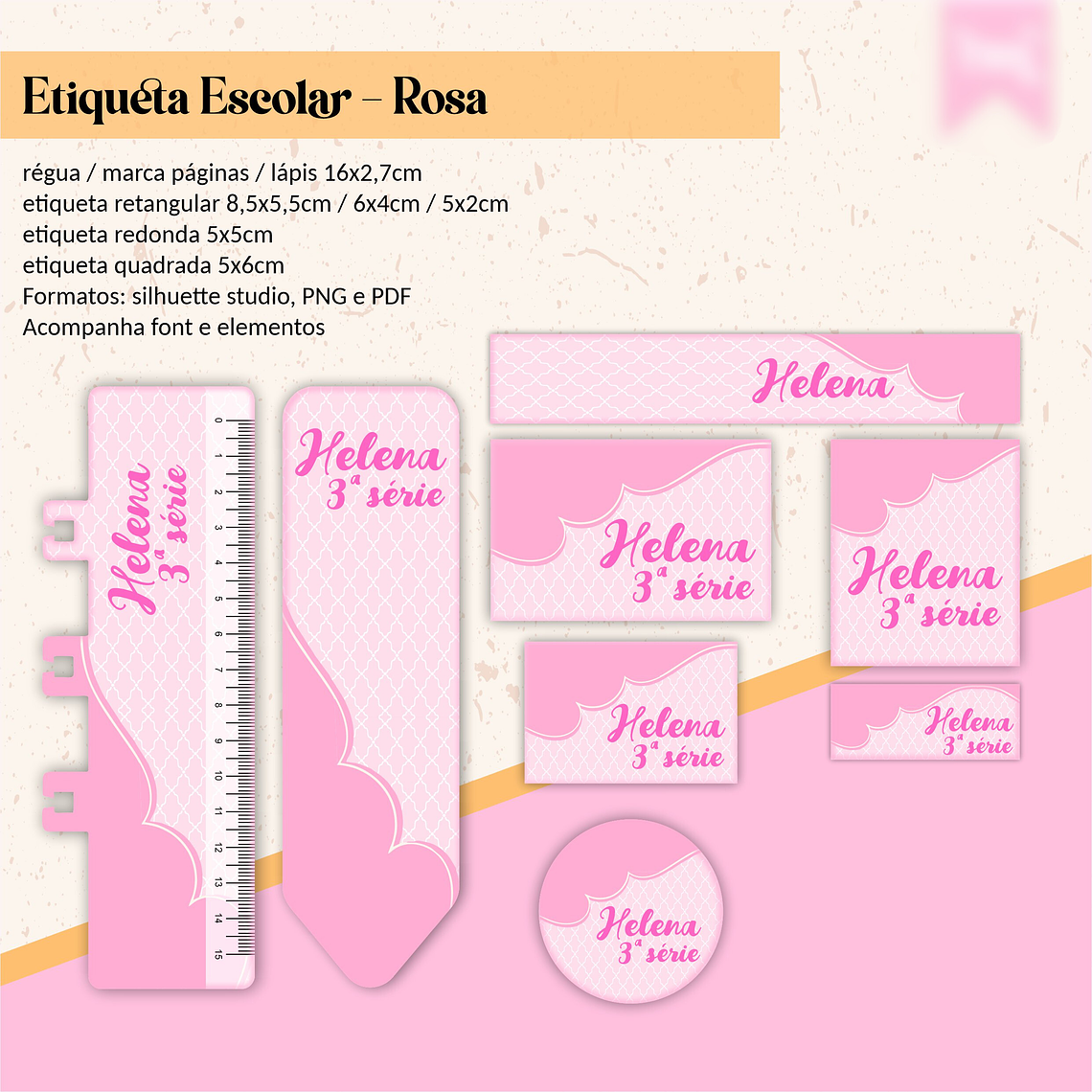 ETIQUETA ESCOLAR - ROSA  1