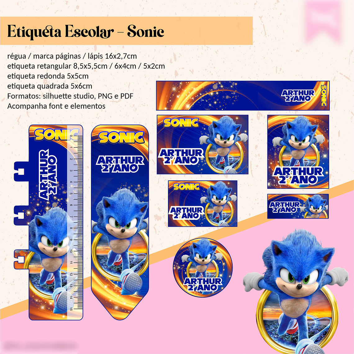ETIQUETAS ESCOLARES - SONIC  1