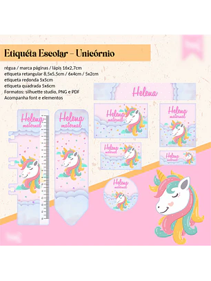 ETIQUETA ESCOLAR - UNICÓRNIO 