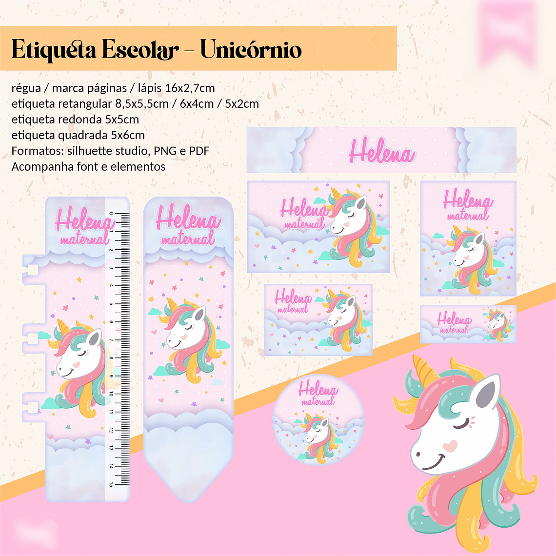 ETIQUETA ESCOLAR - UNICÓRNIO  1
