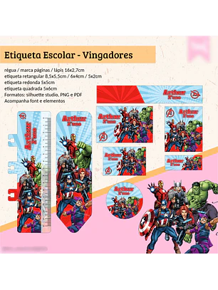 ETIQUETA ESCOLAR - VINGADORES 