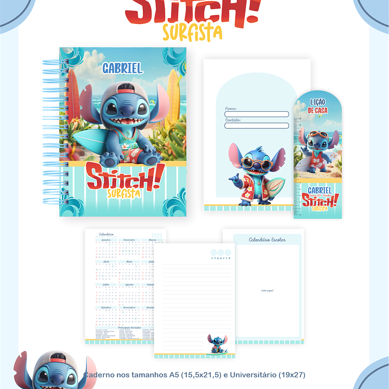 Arquivo Combo Escolar Stitch Surfista 3