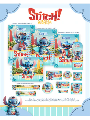 Arquivo Combo Escolar Stitch Surfista