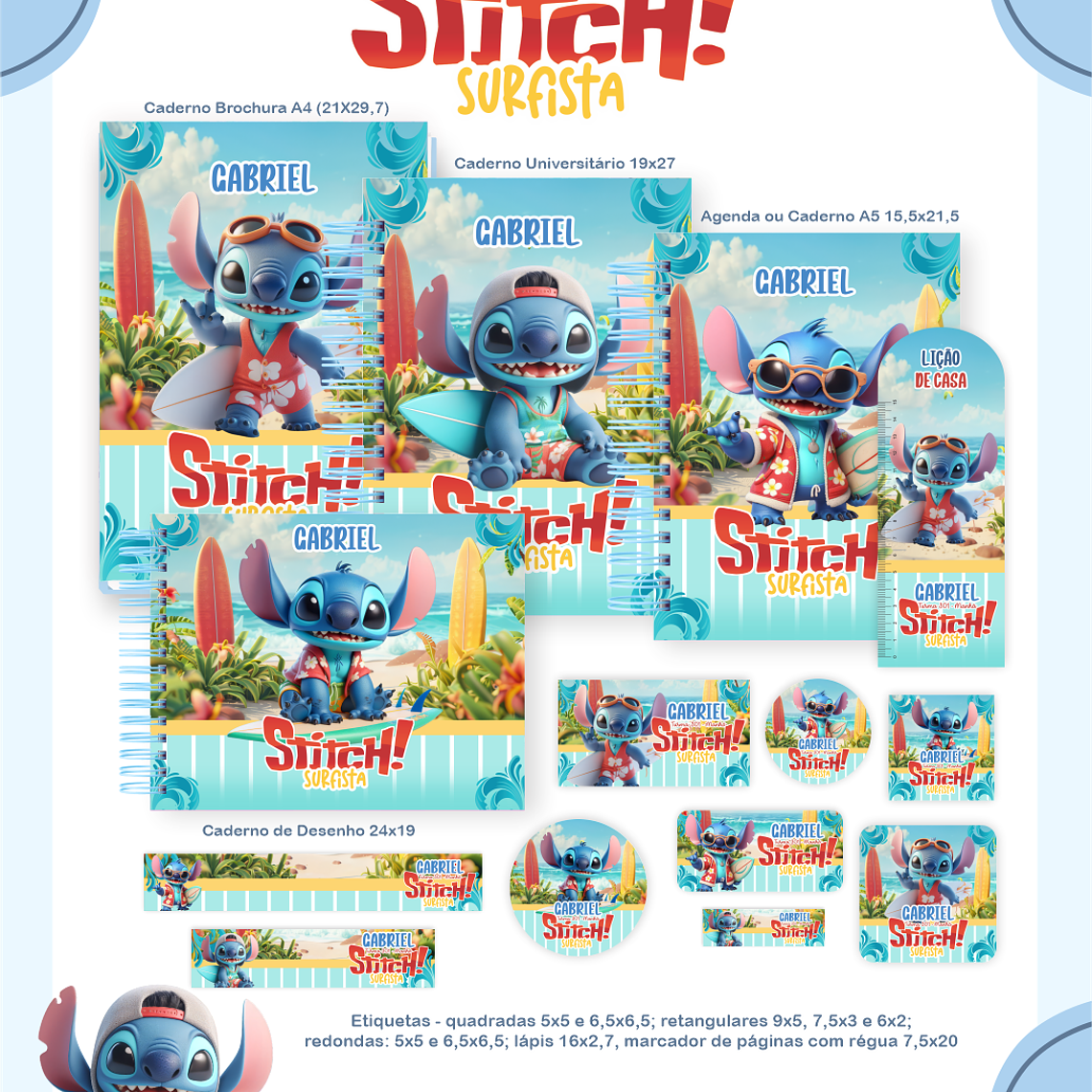 Arquivo Combo Escolar Stitch Surfista 1