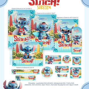 Arquivo Combo Escolar Stitch Surfista
