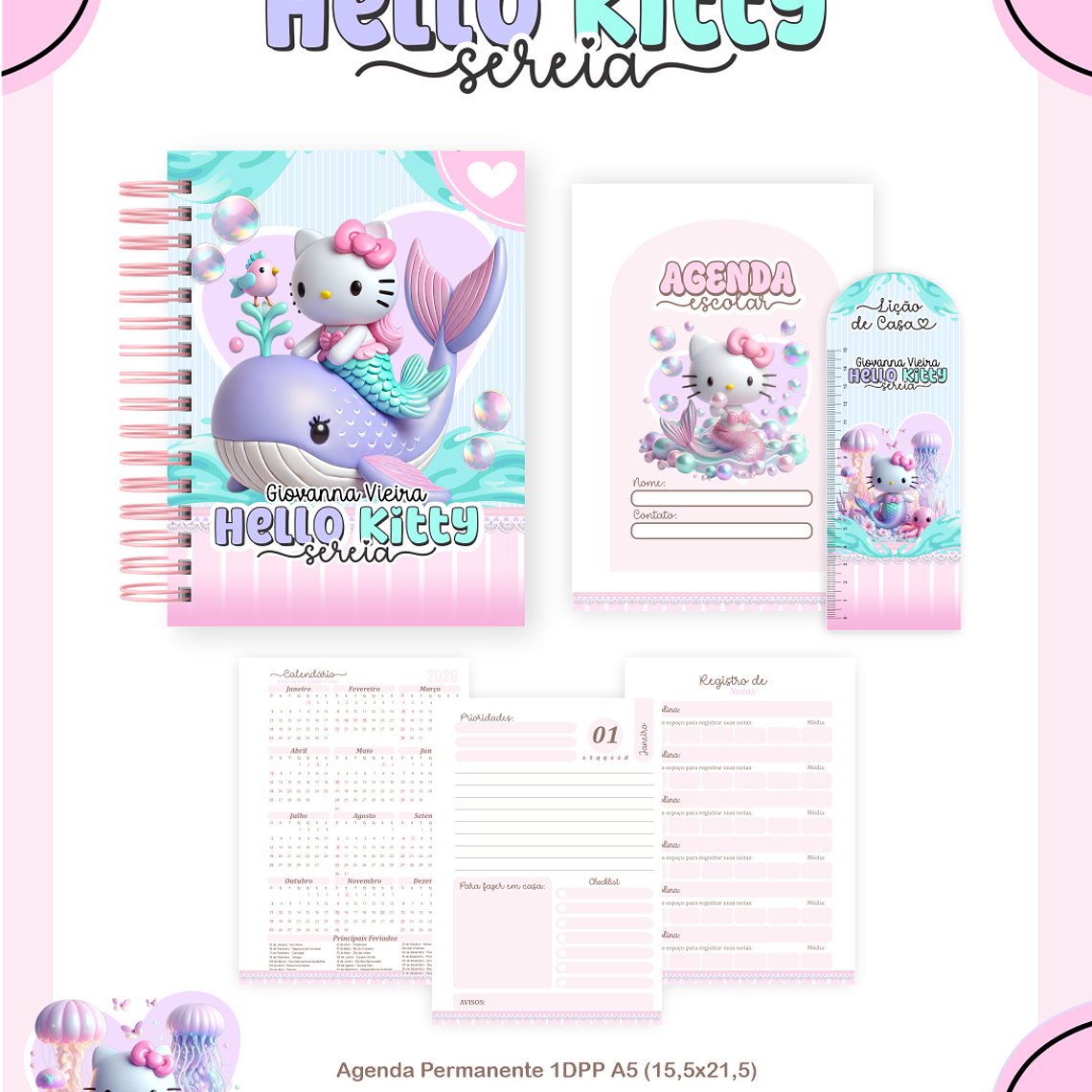 Arquivo Combo Escolar Hello Kitty Sereia 2