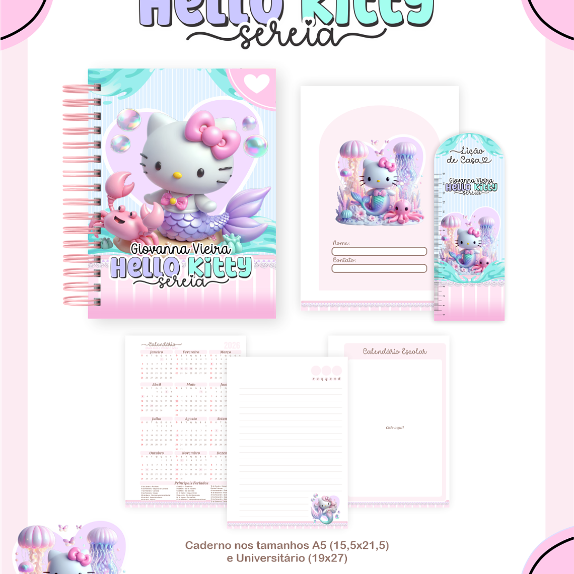Arquivo Combo Escolar Hello Kitty Sereia 3