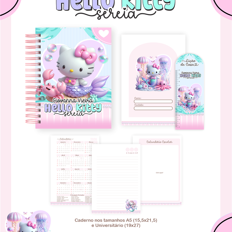 Arquivo Combo Escolar Hello Kitty Sereia 3