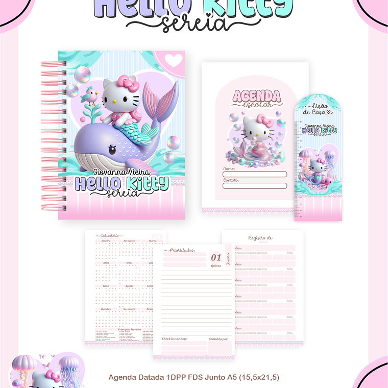 Arquivo Combo Escolar Hello Kitty Sereia 4