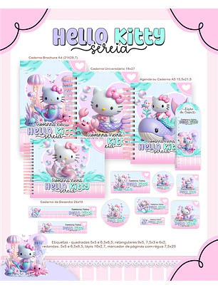 Arquivo Combo Escolar Hello Kitty Sereia