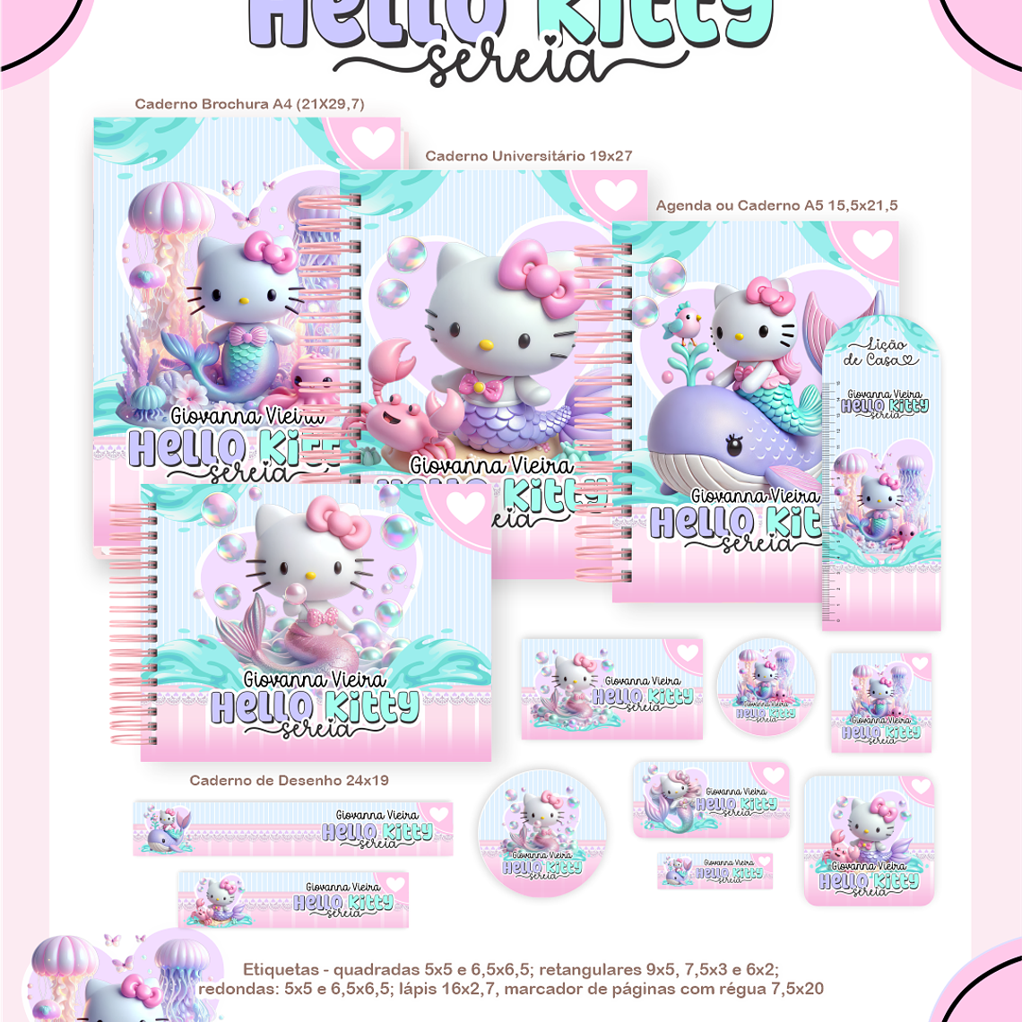 Arquivo Combo Escolar Hello Kitty Sereia 1