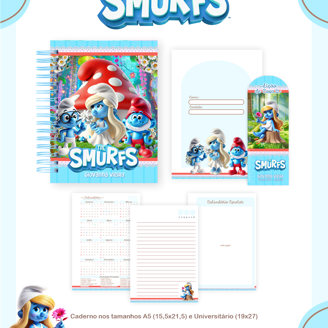 Arquivo Combo Escolar Smurfs 3