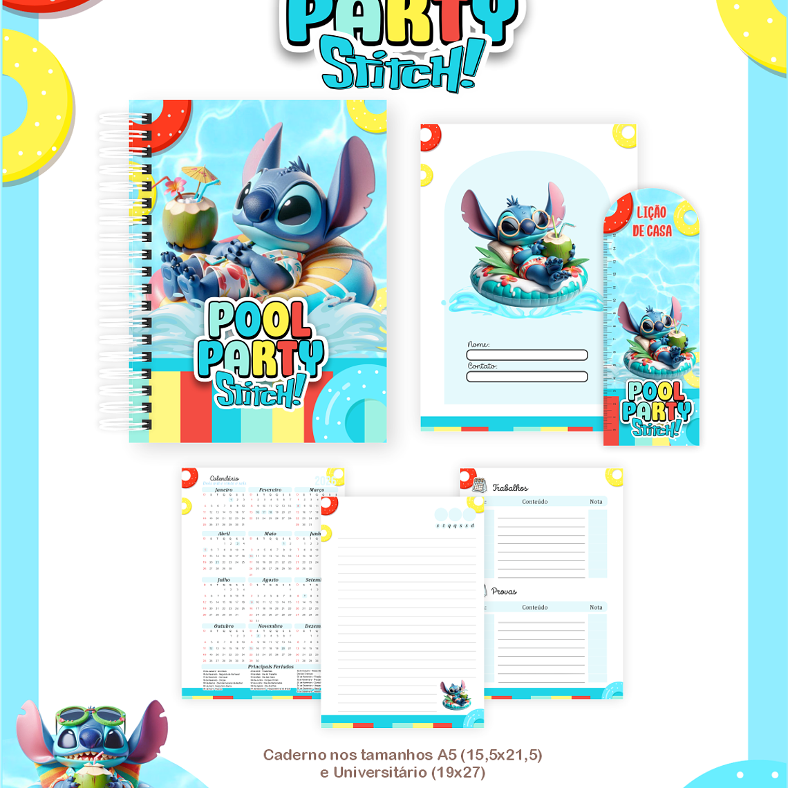 Arquivo Combo Escolar  Pool Party Stitch 2
