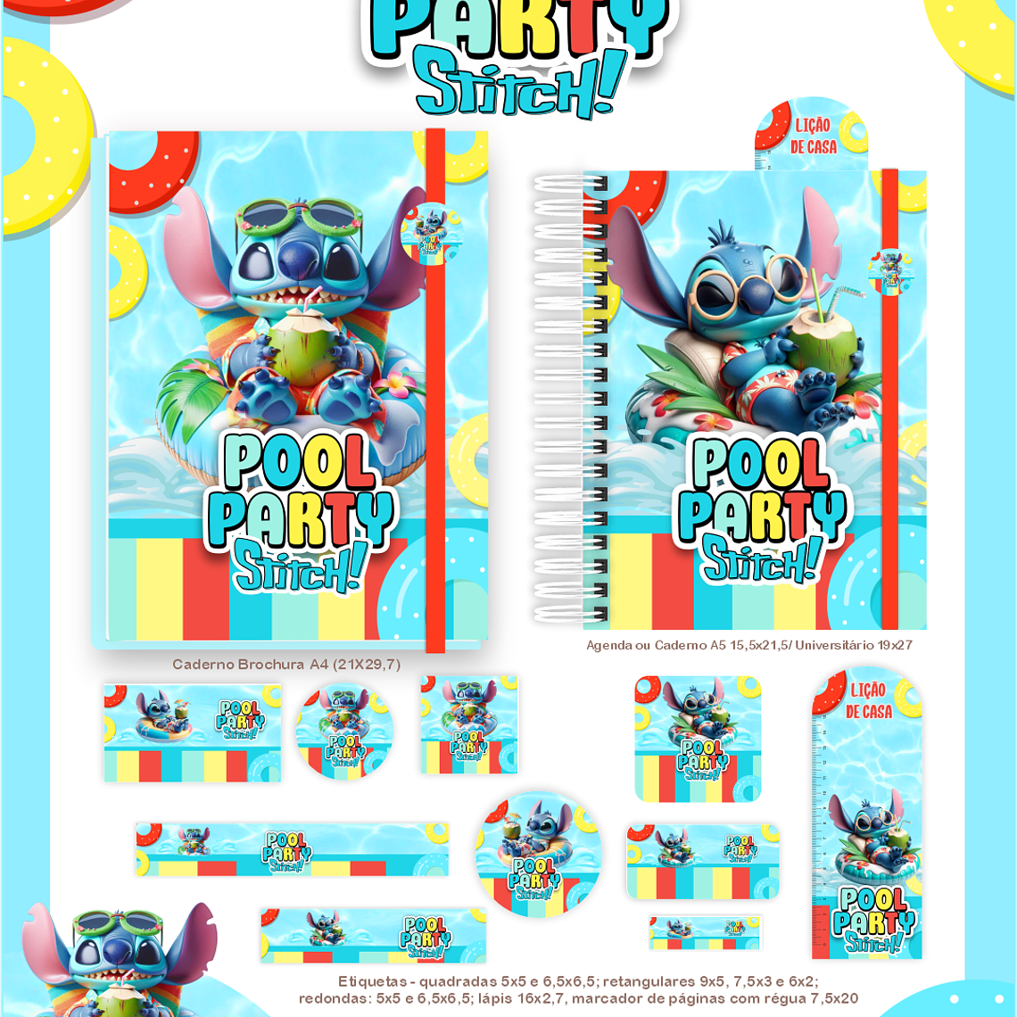 Arquivo Combo Escolar  Pool Party Stitch 3