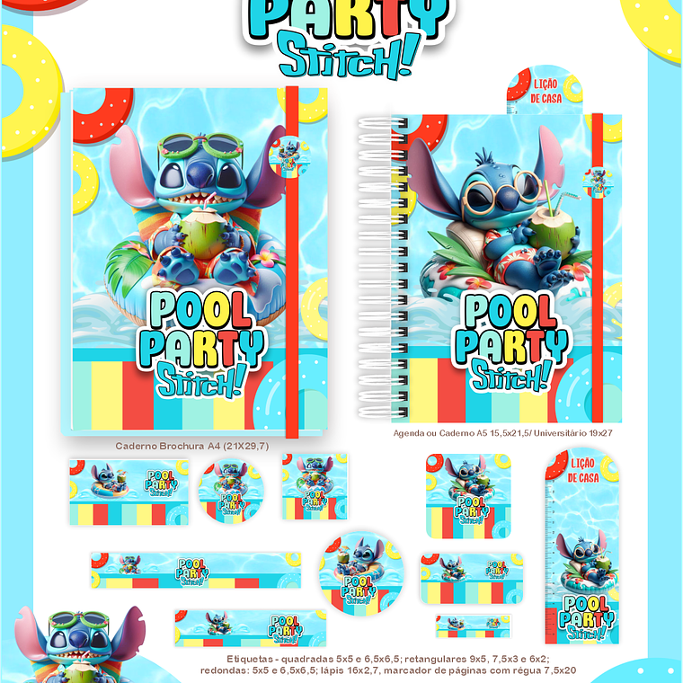 Arquivo Combo Escolar  Pool Party Stitch 3