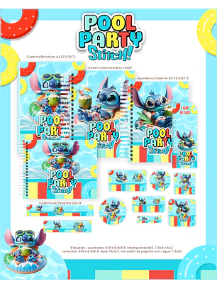 Arquivo Combo Escolar  Pool Party Stitch