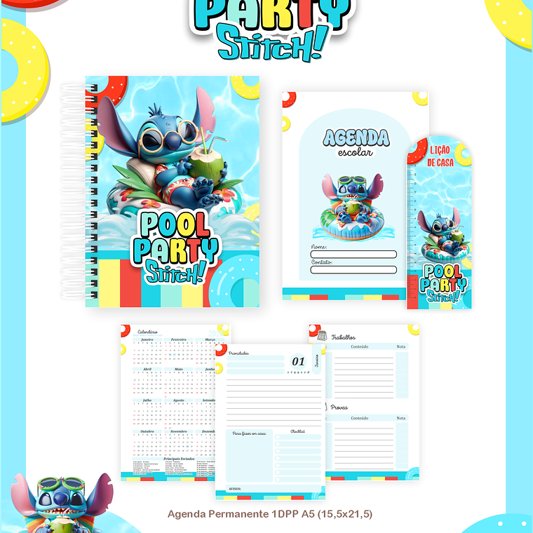 Arquivo Combo Escolar  Pool Party Stitch 4