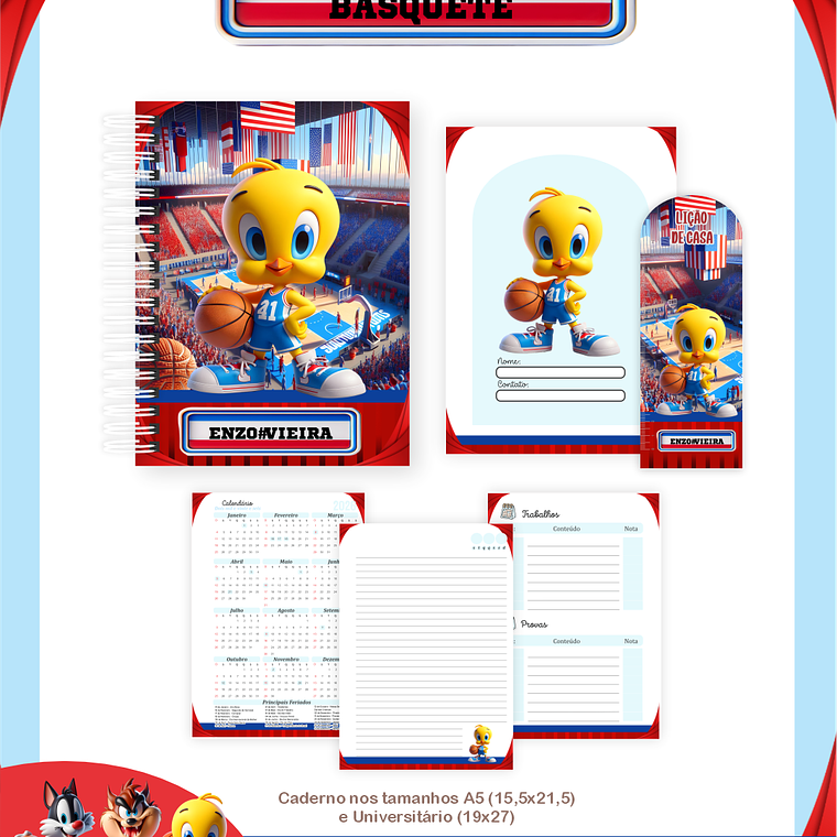 Arquivo Combo Escolar LOONEY TUNES BASQUETE 5