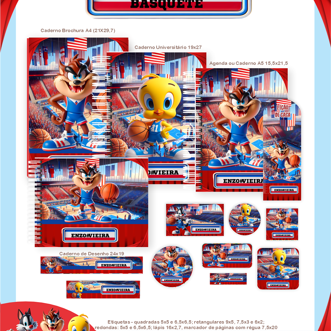 Arquivo Combo Escolar LOONEY TUNES BASQUETE 1