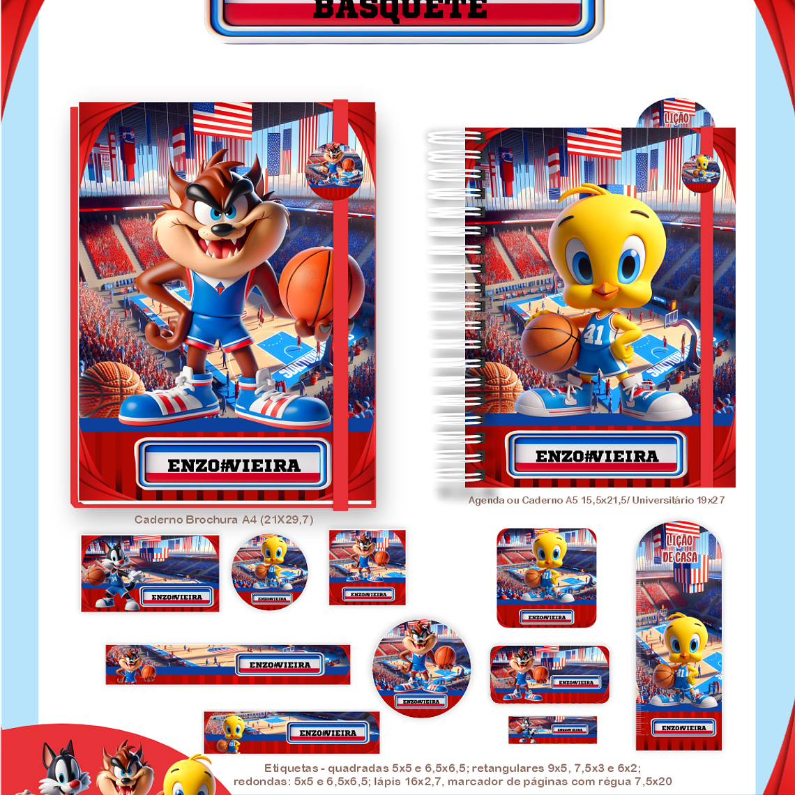 Arquivo Combo Escolar LOONEY TUNES BASQUETE 2
