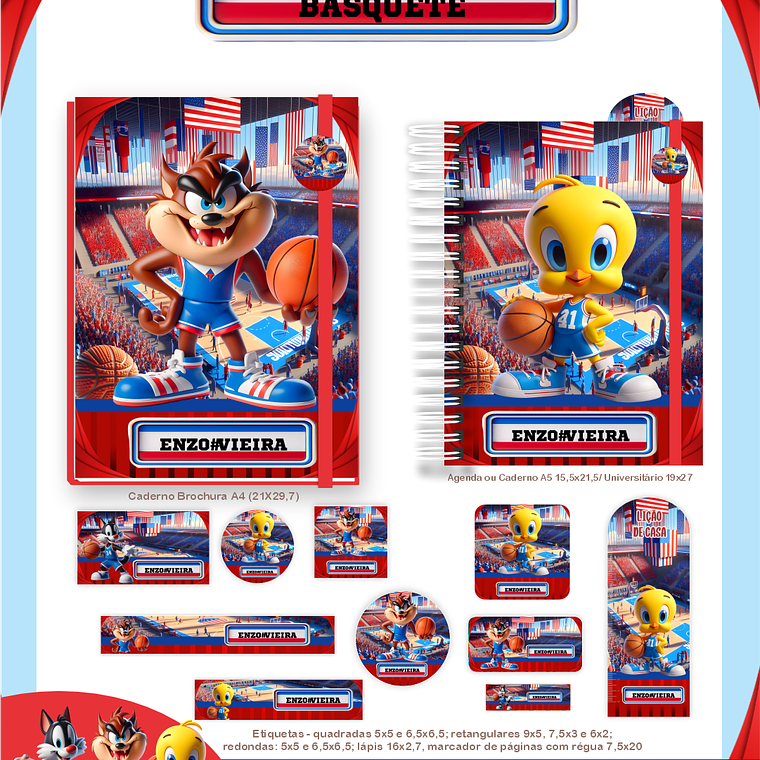 Arquivo Combo Escolar LOONEY TUNES BASQUETE 2