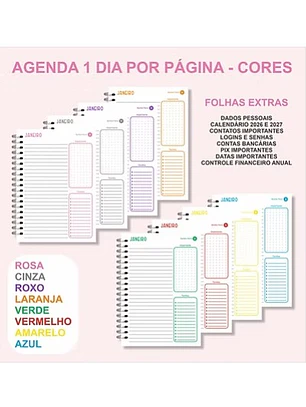 Arquivo Combo 2026 Agendas Coloridas 1DDP 
