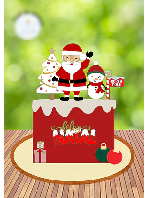 TOPO DE BOLO - papai noel de oculos