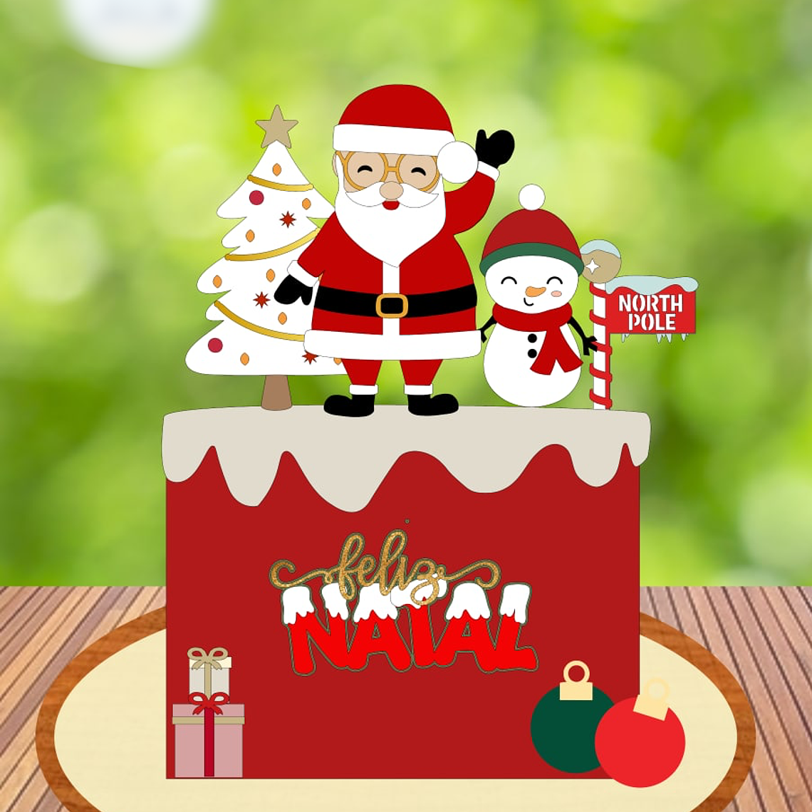 TOPO DE BOLO - papai noel de oculos 1