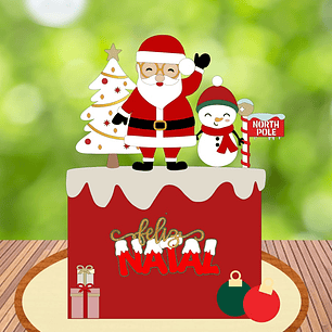 TOPO DE BOLO - papai noel de oculos